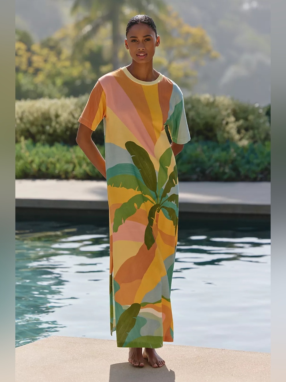 NEW Farm Rio x Anthropologie T-Shirt Maxi Dress, XS